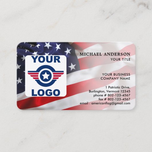 Patriottische aangepaste Logo QR-code Amerikaanse  Visitekaartje (Voorkant)