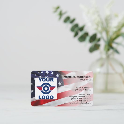 Patriottische aangepaste Logo QR-code Amerikaanse  Visitekaartje (Staand voorkant)