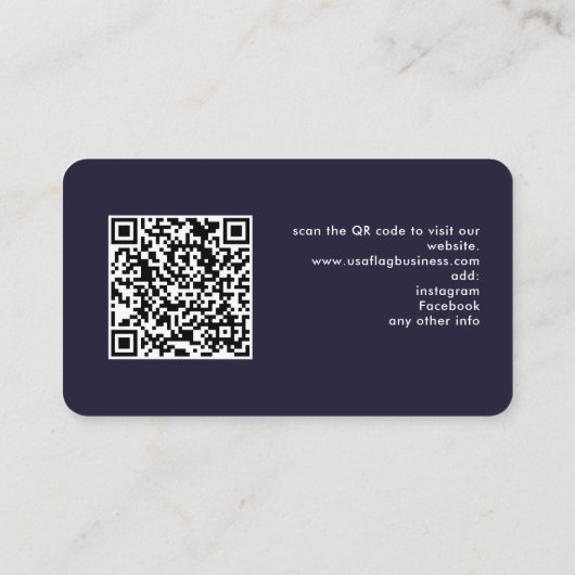 Patriottische aangepaste Logo QR-code Amerikaanse  Visitekaartje (Achterkant)