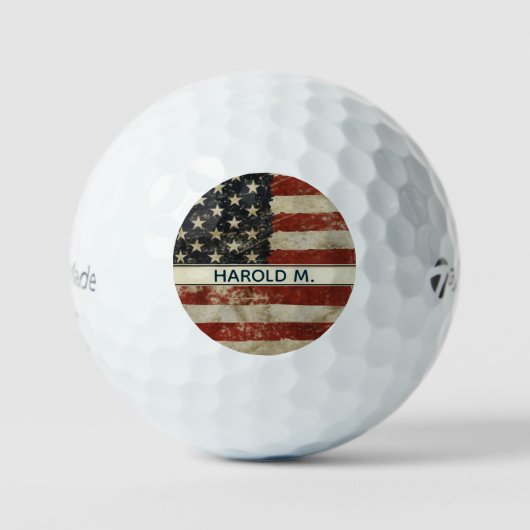 Patriottische aangepaste naam VS Amerikaanse vlag Golfballen (Voorkant)