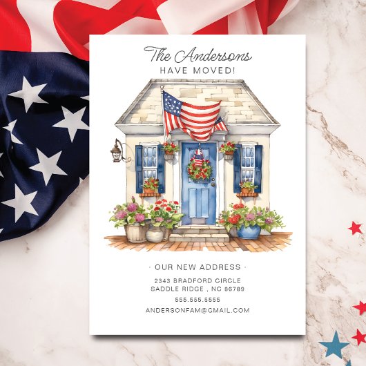 patriottische aankondiging van verhuizing