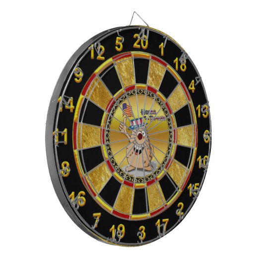 Patriottische aardappelen met Amerikaans pet en ee Dartbord (Voorkant Links)