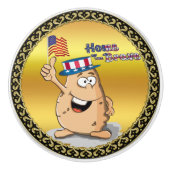 Patriottische aardappelen met Amerikaans pet en ee Keramische Knop (Voorkant)