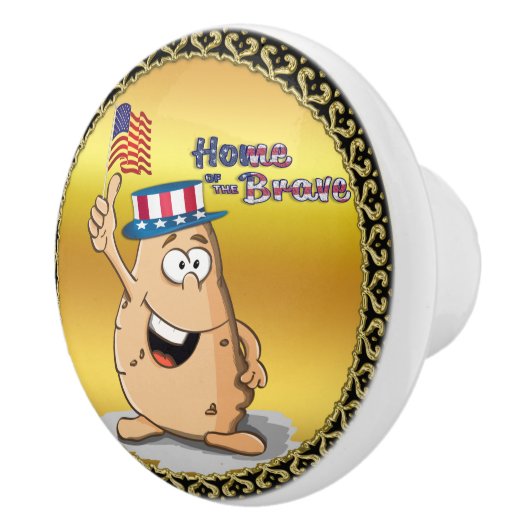 Patriottische aardappelen met Amerikaans pet en ee Keramische Knop (Rechts)