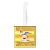 Patriottische aardappelen met Amerikaans pet en ee Kubus Ornament (Voorkant)