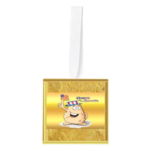 Patriottische aardappelen met Amerikaans pet en ee Kubus Ornament (Voorkant)