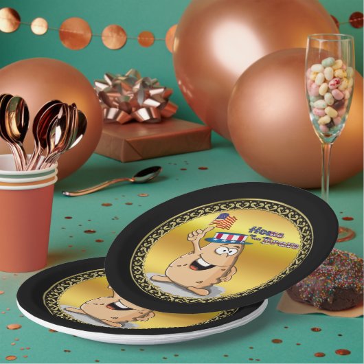 Patriottische aardappelen met Amerikaans pet en ee Papieren Bordje (Multi)