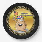 Patriottische aardappelen met Amerikaans pet en ee Papieren Bordje (Voorkant)