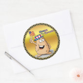 Patriottische aardappelen met Amerikaans pet en ee Ronde Sticker (Envelop)