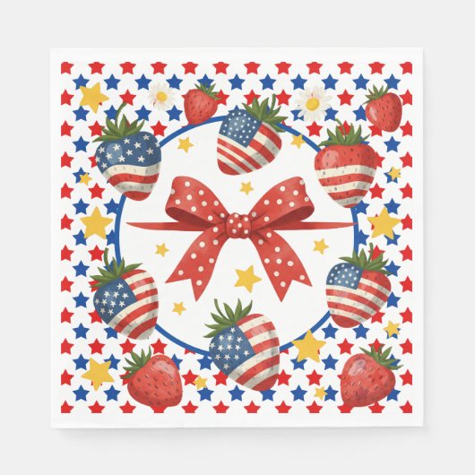 Patriottische aardbeien servetten (Voorkant)