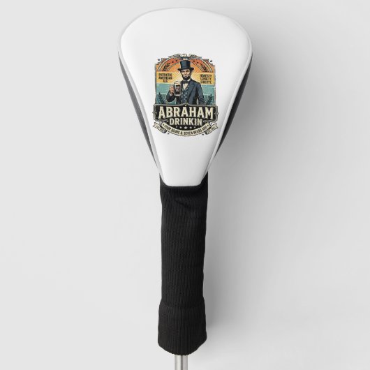 Patriottische Abraham Drinkende Retro Gesleten Golfheadcover (Voorkant)