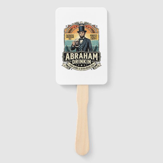 Patriottische Abraham Drinkende Retro Gesleten Handwaaier (Voorkant)