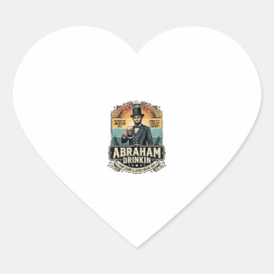 Patriottische Abraham Drinkende Retro Gesleten Hart Sticker