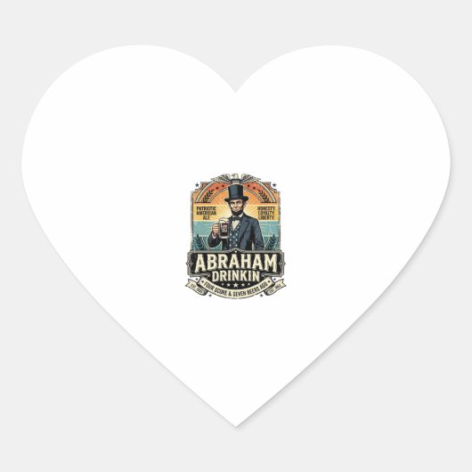 Patriottische Abraham Drinkende Retro Gesleten Hart Sticker (Voorkant)
