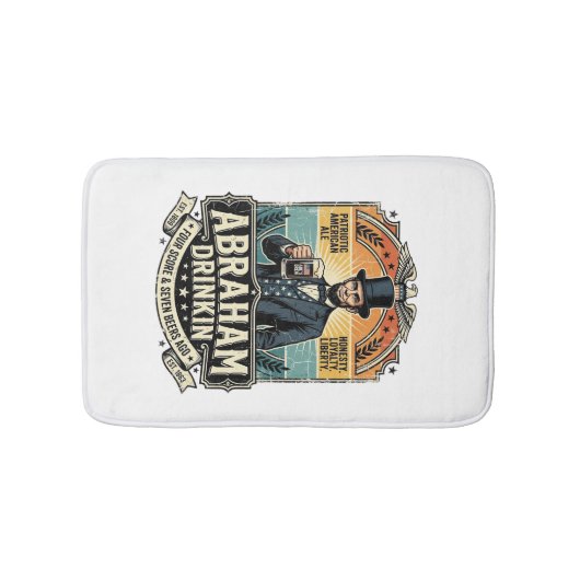Patriottische Abraham Drinkende Retro Versleten Badmat (Voorkant)