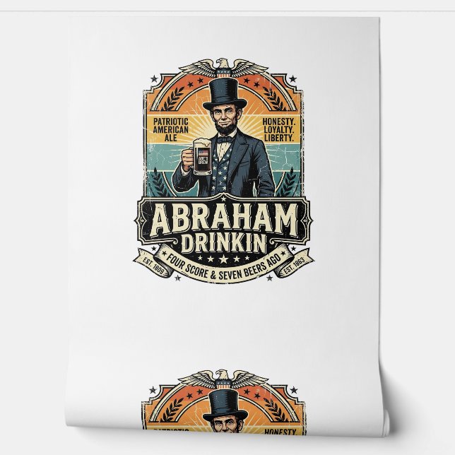 Patriottische Abraham Drinkende Retro Versleten Behang (Afrollen)