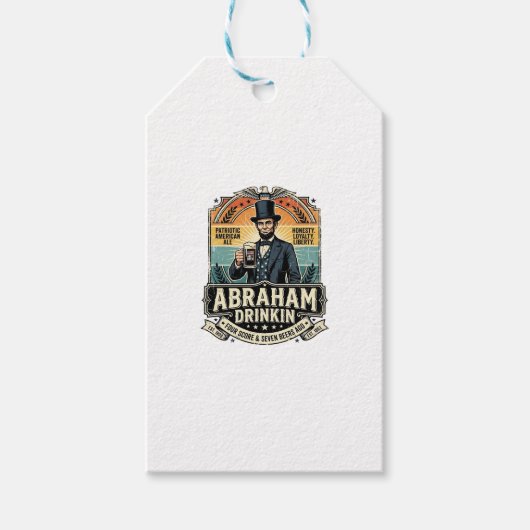 Patriottische Abraham Drinkende Retro Versleten Cadeaulabel (Voorkant)