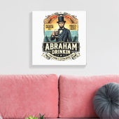 Patriottische Abraham Drinkende Retro Versleten Canvas Afdruk (Insitu (Woonkamer))