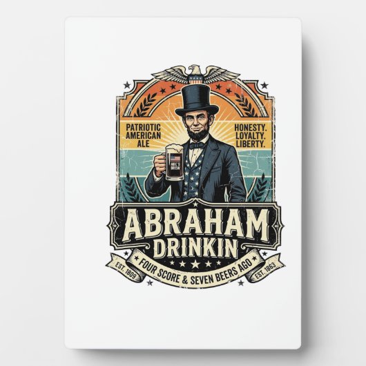 Patriottische Abraham Drinkende Retro Versleten Fotoplaat (voorkant)