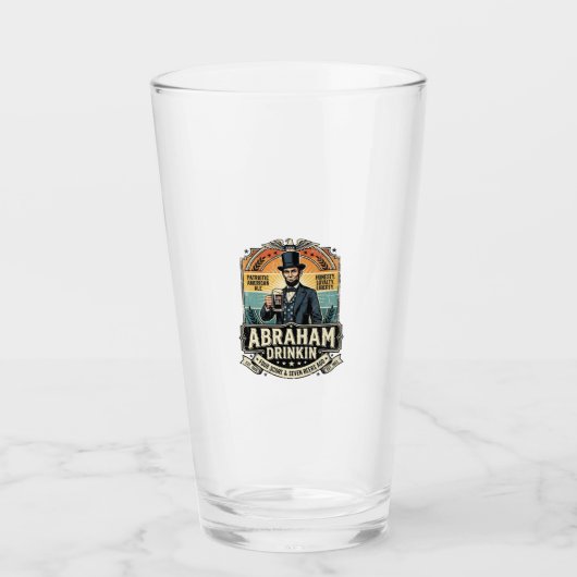 Patriottische Abraham Drinkende Retro Versleten Glas (Voorkant)