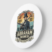Patriottische Abraham Drinkende Retro Versleten Grote Klok (Hoek)