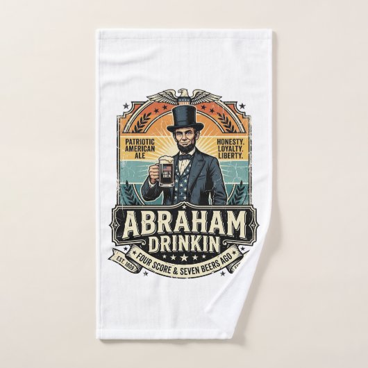 Patriottische Abraham Drinkende Retro Versleten Handdoek (Handdoek)