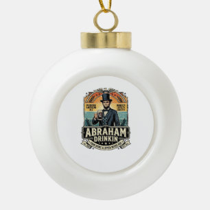 Patriottische Abraham Drinkende Retro Versleten Keramische Bal Ornament