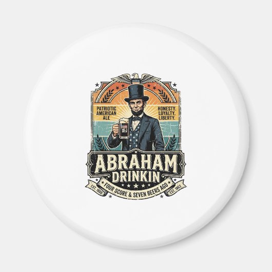 Patriottische Abraham Drinkende Retro Versleten Magneet (Voorkant)