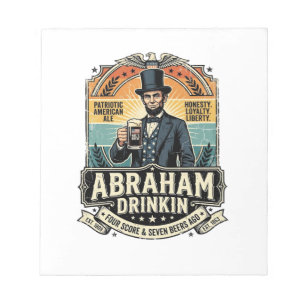 Patriottische Abraham Drinkende Retro Versleten Notitieblok