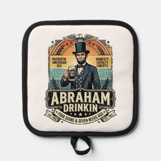 Patriottische Abraham Drinkende Retro Versleten Pannenlap (Voorkant)