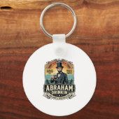 Patriottische Abraham Drinkende Retro Versleten Sleutelhanger (Voorkant)
