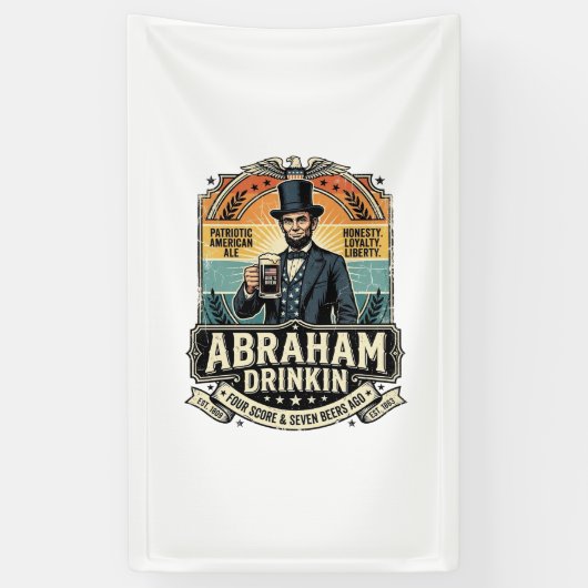 Patriottische Abraham Drinkende Retro Versleten Spandoek (Verticaal)