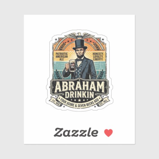Patriottische Abraham Drinkende Retro Versleten Sticker (Vel)