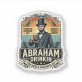 Patriottische Abraham Drinkende Retro Versleten Sticker (Voorkant)