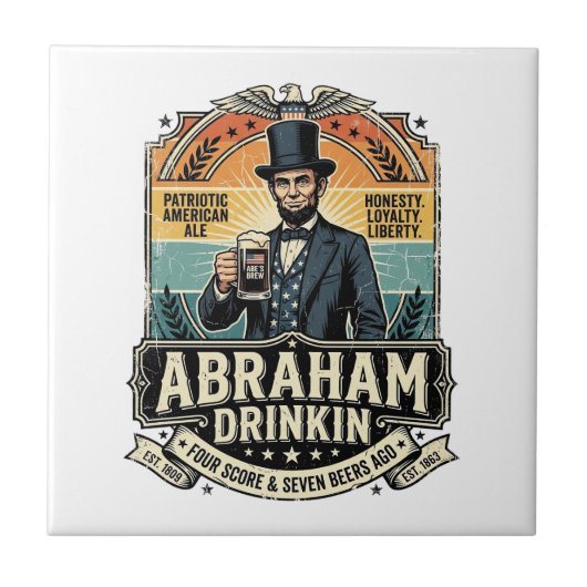 Patriottische Abraham Drinkende Retro Versleten Tegeltje (Voorkant)