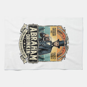 Patriottische Abraham Drinkende Retro Versleten Theedoek