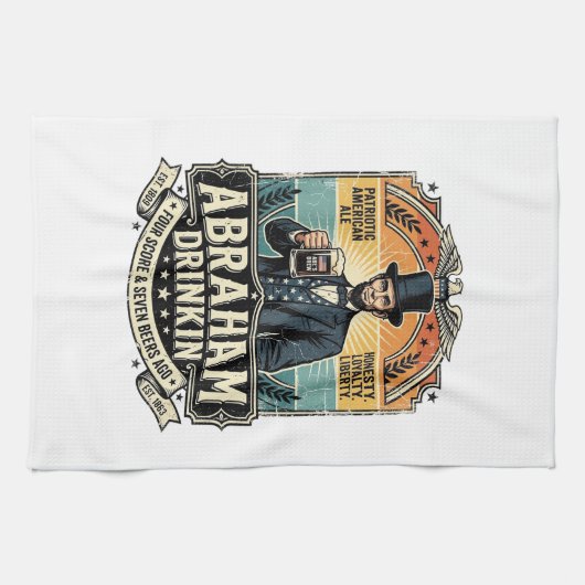 Patriottische Abraham Drinkende Retro Versleten Theedoek (Horizontaal)
