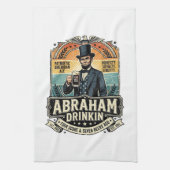 Patriottische Abraham Drinkende Retro Versleten Theedoek (Verticaal)