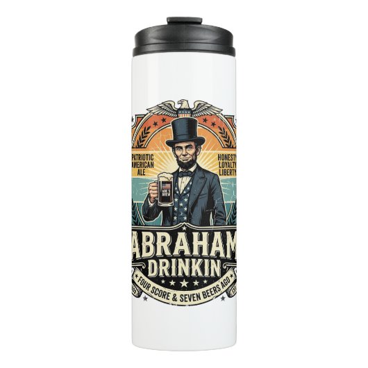 Patriottische Abraham Drinkende Retro Versleten Thermosbeker (Voorkant)