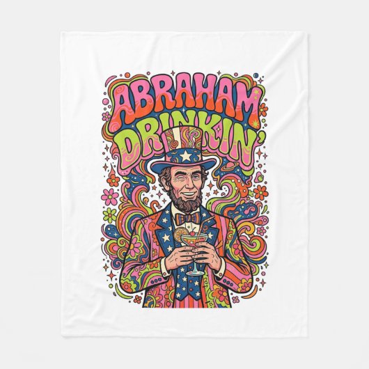 Patriottische Abraham Drinkin Retro Fleece Deken (Voorkant)
