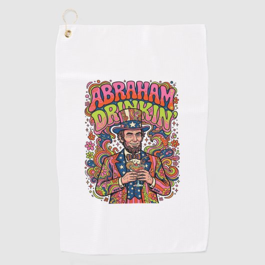 Patriottische Abraham Drinkin Retro Golfhanddoek (Voorkant)