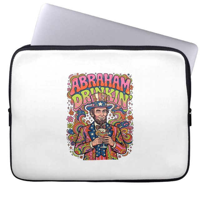 Patriottische Abraham Drinkin Retro Laptop Sleeve (Voorkant)