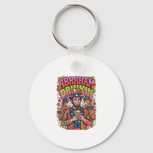 Patriottische Abraham Drinkin Retro Sleutelhanger