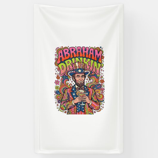 Patriottische Abraham Drinkin Retro Spandoek (Verticaal)
