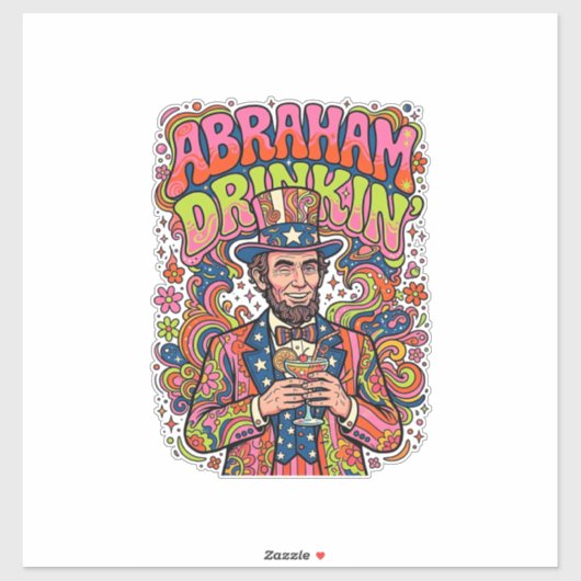 Patriottische Abraham Drinkin Retro Sticker (Vel)