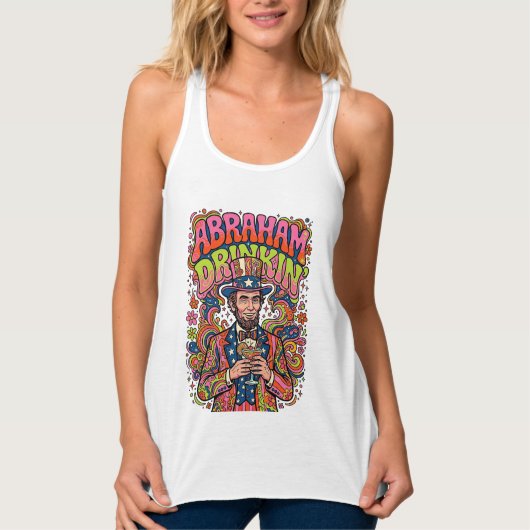Patriottische Abraham Drinkin Retro Tanktop (Voorkant)