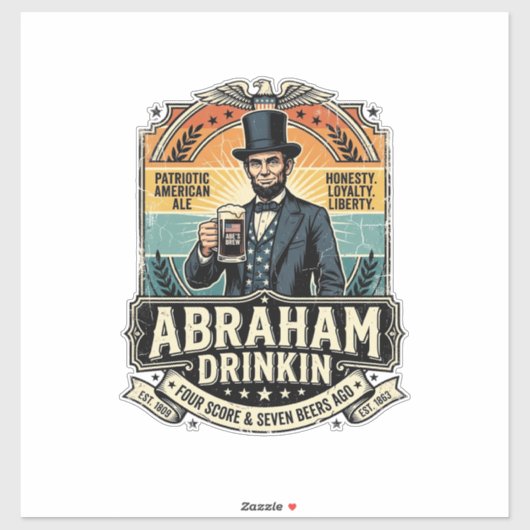 Patriottische Abraham Drinkin Retro Versleten Sticker (Vel)