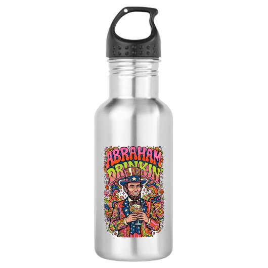 Patriottische Abraham Drinkin Retro Waterfles (Voorkant)