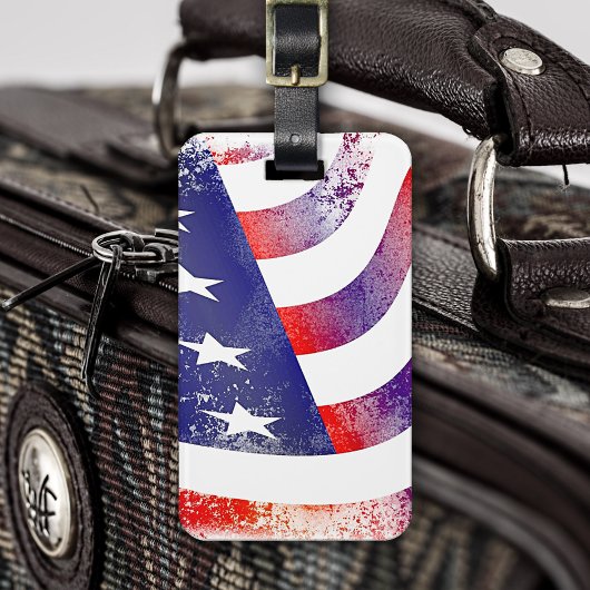 Patriottische Abstracte Amerikaanse Vlag Grunge Bagagelabel