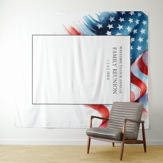 Patriottische achtergrond Amerikaanse vlag rood wi Wandkleed (In Situ (horizontaal))